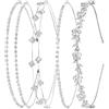 Tupenofif Fascia per Capelli Donna, Accessori Capelli Matrimonio e Diadema Argento, Cerchietto Corona con Strass e Cristalli per Sposa, Ragazze e Bambine, Ballo, Festa, Comunione, Elegante, Set