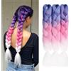 JIAMEISI Jumbo - Estensioni per capelli intrecciati (Lila-Rosa-Bianco Ombré, 61 cm/24 (confezione da 3)