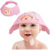 HOGOYE Cuffia per baby shower, morbida e regolabile, per bambini, con visiera per shampoo, protezione per capelli, motivo cartone animato (drago rosa)