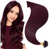 Elailite Extension Capelli Veri Cheratina 1 Grammo #99J Vino Rosso, 50 Ciocche 50g Remy Human Hair Indiani, 40cm Pre-bonded Keratina Hair