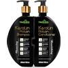 Herbishh Keratin Shampoo and Conditioner Set - Hydrating Keratin Shampoo & Nourishing Conditioner for Dry Damaged Hair - Sulfate Free - Plant Based Keratin Shampoo Conditioner - Safe & Effective