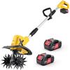 MISTRO Motozappa a Batteria 21V: Zappatrice Elettrica Cordless 360 RPM con 2 Batterie 4.0Ah e Caricabatterie, Larghezza 23cm e Profondità 17cm, Fresa per Orto, Giardino e Terreni Induriti