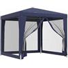 Kaorsrow Gazebo blu per feste, 2,5 x 2,5 m, in HDPE con telaio in ferro, 4 pareti laterali in rete, chiusura lampo, zanzariera, resistente ai raggi UV, per giardino, balcone, campeggio, feste