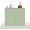WHOUS Credenza e Buffet GARDA per Soggiorno con 1 Cassetto e 2 Ante, Madia per Salotto, Cucina e Sala da Pranzo in Legno, 80,9x35x70 cm, Verde Salvia e Rovere Chiaro