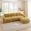 Trdlpyn Divano Modulare con Chaise Longue, Divano Componibile a 3 posti in Velluto Chenille, Poltrona a L, Base Antiscivolo, Non necessita di Montaggio(Giallo)Divano senza ossa completamente compresso