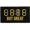 Fisura - Zerbino originale "late but great" in cocco con base antiscivolo in PVC. Zerbino per ingresso casa. Zerbino nero e giallo. Dipinto a mano. Misure: 70 cm x 40 cm