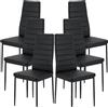 LEADZM Set di 6 Sedie da Pranzo, Sedile Imbottito Spesso, Schienale per Set di Sedie da Cucina (Nero, Set di 6)