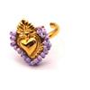 Shopping Cat Bijoux Anello Sacro Cuore In Acciaio Inossidabile - Nichel Free - Ipoallergenico (Viola)