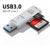 Ashiboogoole Lettore di schede USB 3.0 Lettore di schede di memoria per schede SD TF Adattatore per lettore di schede smart ad alta velocità 2 IN 1 per accessori per PC portatili