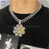 purcolasia Collana hip-hop a catena cubana lucida per uomo donna Ciondolo girasole colorato ghiacciato con strass completi Accessori gioielli