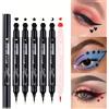 NONE Penna per timbri per eyeliner a 7 stili Penna per eyeliner liquido rosso nero Matita per eyeliner pigro a doppia estremità Trucco per occhi impermeabile ad asciugatura rapida