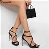pensamiento 2025 Estate Nuovo marchio in pelle verniciata Sandali gladiatore da donna Moda Punta quadrata Stiletto Tacchi alti Scarpe da sera Sandali