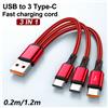 NONE Cavo di Ricarica Rapida 3 in 1 USB A a 3 Type C 100W 6A, Cavo di Sincronizzazione Dati per Samsung S24 Xiaomi Huawei Telefoni Android, Cavo USB C