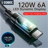 OOZCC 120W Tipo C Cavo di ricarica rapida 6A Cavo dati in nylon da USBA a tipo C per Xiaomi Samsung con display a LED Cavo USB C
