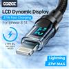 Setolgh Cavo di ricarica rapida PD 27W Display LCD Trasferimento dati con guscio trasparente, cavo USB A da tipo C a Lightning per iPhone 14 Pro Max/13/12