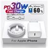 NONE PD 30W USB C Caricabatterie Veloce per Apple iPhone 11 12 13 14 17 Air 15 16 Pro Max Plus tipo C Caricatore Cavo di Ricarica a Muro Caricabatterie