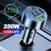 NONE Caricabatterie per Auto 250W 5-in-1 PD QC3.0 Ricarica Rapida USB C per iPhone, Samsung Galaxy, iPad Pro, Adattatore Multi-Porta per Accendisigari