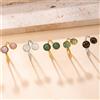 NONE Anello in acciaio inossidabile con pietre naturali verdi rosa Anello aperto regolabile da donna Gioielli alla moda minimalisti Regalo di nozze all'ingrosso