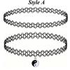 NONE Set di collane retrò, accessori anni '90, donne, adolescenti, ragazze, ciondolo Yin-Yang in bianco e nero, fascino, stile gioielli elastici