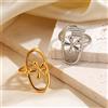 NONE Anello ovale a forma di fiore da donna in acciaio inossidabile color oro anelli aperti alla moda gioielli minimalisti regalo di nozze all'ingrosso