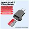 elough Lettore di schede di tipo C 2.0 Lettore di schede di memoria per mini auto TF per iPhone 17 16 15 Lettore di schede USB C 2.0 a Micro TF