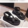 HAOBOYUEQ Sandali romani da donna con punta a clip Scarpe da donna con fondo spesso di nuova moda Calzature da spiaggia con cinturino incrociato stile punk comfort casual