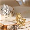 NONE Anelli aperti con fiore cavo color oro in acciaio inossidabile per le donne Anelli da dito irregolari vintage Gioielli impermeabili Regali di compleanno
