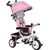 HOMCOM Triciclo per bambini HOMCOM trasformabile in bici a 6 ruote e passeggino con maniglia di spinta, tettuccio rimovibile, cintura di sicurezza a 5 punti