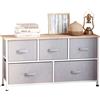 HOMCOM comoda unità di archiviazione 100x30x54 cm 5 cassetti struttura grigia in tessuto non tessuto acciaio leggero bianco