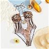Daxiyee Costume da bagno intero monokini sexy con stampa leopardata e cut-out, da donna, 2026, con scollo all'americana, senza schienale e anello in metallo