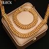 EILIECK Set di collana e bracciale con catena spessa in acciaio inossidabile 316L per donna, set di gioielli impermeabili in stile hip-hop punk