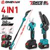 ONEVAN Sega e Forbici Elettriche ONEVAN Brushless 4-in-1 da 6 Pollici per Potatura Rami Alti con Asta Telescopica, Utensile Elettrico Compatibile con Batteria Makita