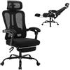HiMISS Sedia da Gaming Ergonomica con Schienale Alto in Rete, Poggiatesta Regolabile, Schienale Reclinabile, Girevole, con Poggiapiedi per Casa e Ufficio