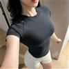 NONE Top Corto da Donna alla Moda per Palestra, Leggero, per Yoga, Sport e Corsa, Elasticizzato, Aderente, Tinta Unita