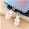 NONE Tappo Antipolvere per Telefono a Forma di Coniglio Kawaii in Peluche, Carino Coniglio Bianco e Rosa, Protezione per Porta di Ricarica, Charm Regalo