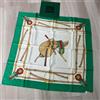 Gucci grande sciarpa di seta motivo cintura Horsebit verde 88x84 cm 064263d