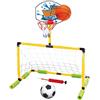 qokeeu Canestro da Basket per Piscina | 2-in-1 Giocattolo Porta da Calcio Galleggiante,Canestro e Porta da Calcio per Piscina - per Lago Campeggio Giardino Estate All'Aperto Spiaggia Festa Bambini