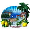 GMM Magnete Decorativo Souvenir Siciliano con Paesaggio Costiero, Vista Mare con Limoni e Palme, Decorazione Casa Mondello Palm