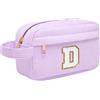 Toozen Borsa per cosmetici per donna Personalizzata Iniziale, Pochette Trucchi Viaggio con Tasca Interna, Trousse Trucchi Organizer Cosmetici, Regalo Compleanno Natale Ideale per Donne Ragazze Amic Viola D