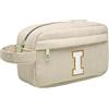 Toozen Borsa per cosmetici per donna Personalizzata Iniziale, Pochette Trucchi Viaggio con Tasca Interna, Trousse Trucchi Organizer Cosmetici, Regalo Compleanno Natale Ideale per Donne Ragazze Amic BeigeI