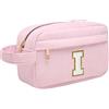 Toozen Borsa per cosmetici per donna Personalizzata Iniziale, Pochette Trucchi Viaggio con Tasca Interna, Trousse Trucchi Organizer Cosmetici, Regalo Compleanno Natale Ideale per Donne Ragazze Amic Rosa I