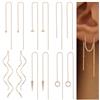 ORAZIO Set di 6 paia di orecchini a catena in acciaio inox con nappa, da donna, leggeri, con catenina, pendenti, stile minimalista, Acciaio inossidabile, Zirconia cubica