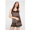 Tezenis Canotta Con Spalline Sottili In Raso Stampato E Pizzo Donna Animalier