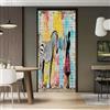Generic Adesivo Per Porte 3D Per Porte Interne, 77 x 200 cm Banksy Graffiti Zebra Fotomurali Autoadesivi Impermeabile Porta In PVC, Carta Da Parati Soggiorno Cucina Camerette Decorazione, Colorato