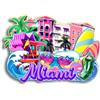 Quwsne Magnete da frigorifero Miami Florida Stati Uniti Souvenir da viaggio in città Regali turistici 3D classici Punti di riferimento artigianali fatti a mano Decorazione