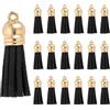 PATIKIL 1.5 Nappe Pelle Mini, 100Pz Ciondoli in Pelle Nappine Colorate Charm Portachiavi Con Cappuccio Dorato Per Decorative Borse Bracciali Creazione Gioielli Portachiavi, Nero