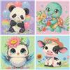 Pujeknm Set da 4 di Pittura con Diamanti 5D per Bambini, Set Completo di Animali, Pittura Diamantata Completa, Fai da Te, Creazione di Mosaici, Artigianato per Ragazze e Ragazzi, 6 7 8 9 10 11 12 Anni