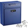 AdirOffice Ultimate Drop Box Wall-Mounted Mailbox - Hanging Secured Postbox - Durable Spacious Key or Combination Lock Box After Hours Deposits Payments Key and Letter Drops (Medium, Blue)