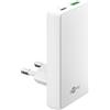 goobay GaN Caricatore a doppia porta (USB-C e USB-A), 45 W, design piatto a 90°, ultra sottile e salvaspazio, per Apple, Samsung, Huawei, tablet, ecc., bianco, 75720