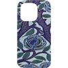 Vintage Revisited Press Custodia per iPhone 15 Pro Motivo Art Deco floreale viola e blu